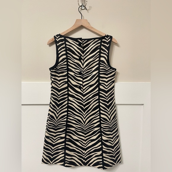 J. Crew Black & Cream Zebra Print Linen Shift Dress Size 6 - Picture 9 of 12